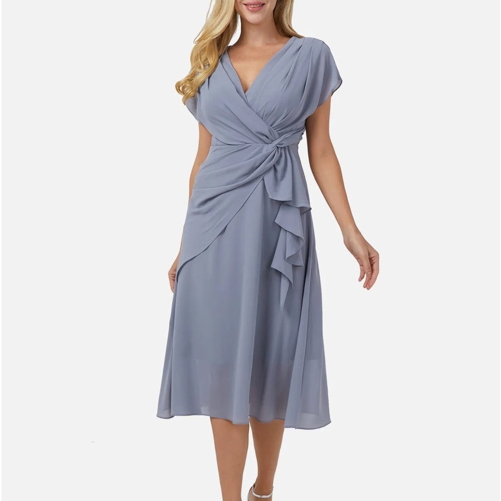 S Deer Dress V-Neck Ruffled Dress but washed. Gray Sz 10 based on Measurements